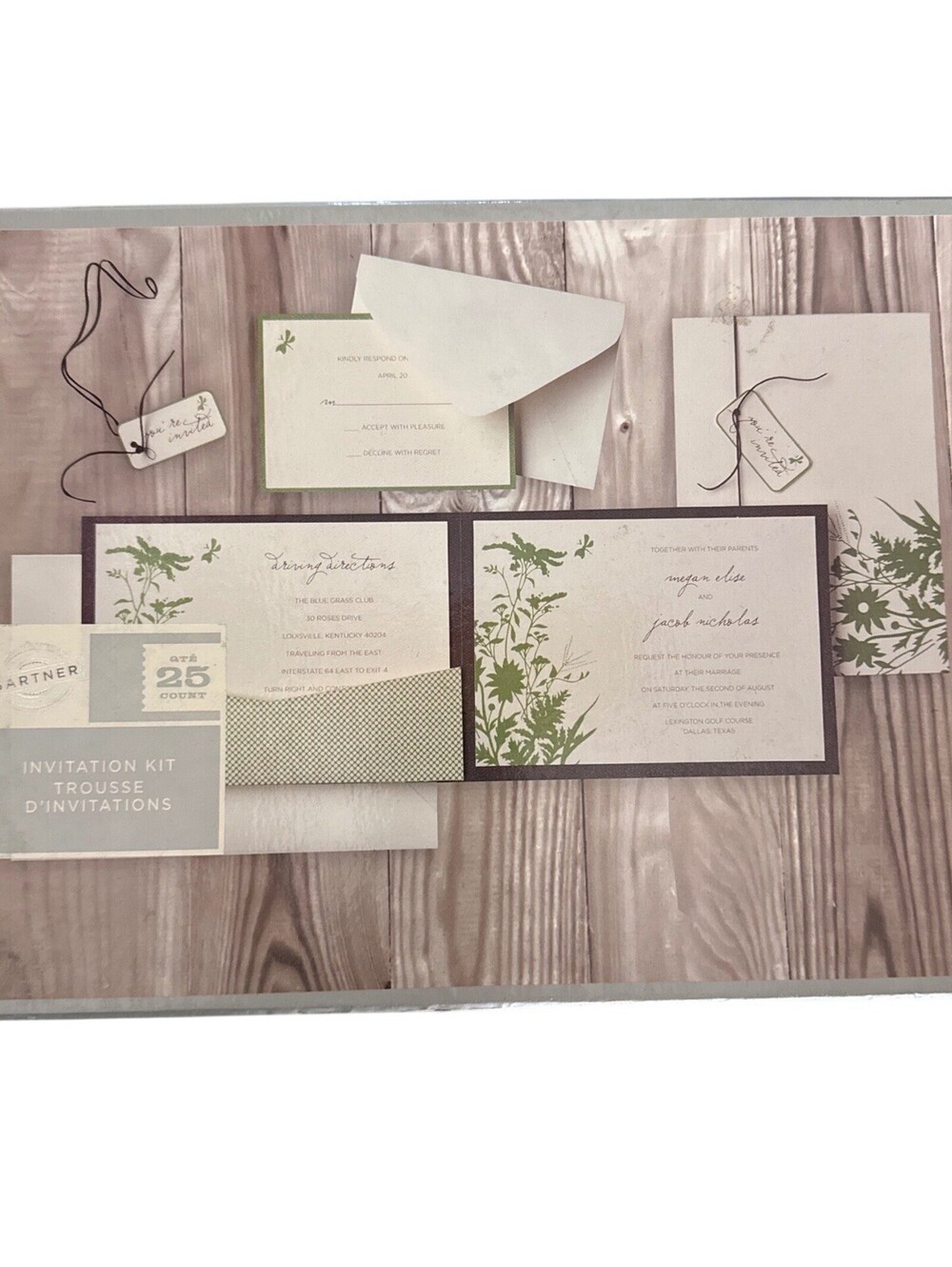 Gartner Studios Green Floral Silhouette Invitation Kit 25 Count 86268 Wedding